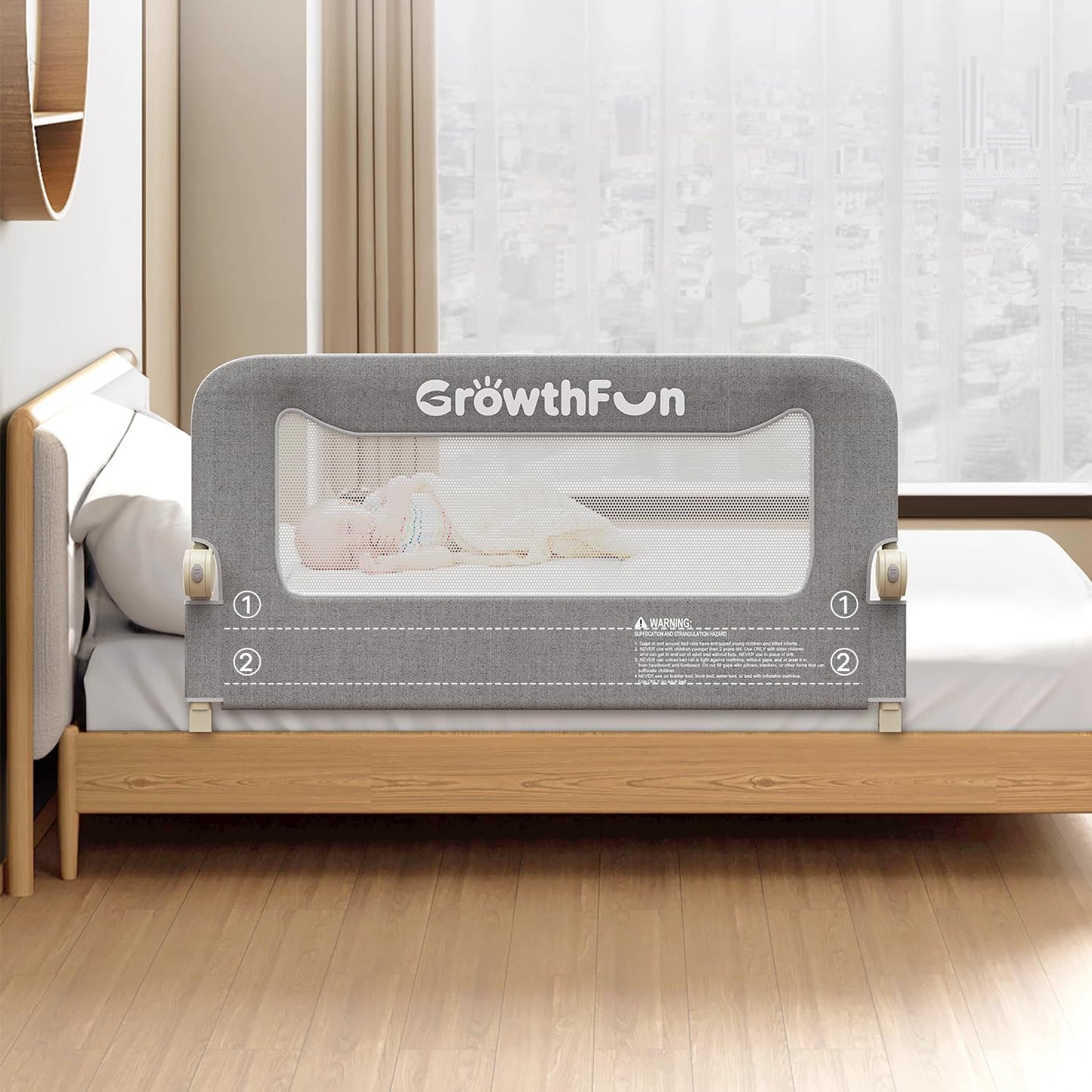Foldable Bed Rail for Toddlers, 71in Reinforced Carbon Steel Frame&Connectors, Breathable Cationic Fabric - Safety Toddler Bed Rails for Queen, King, Twin, Full, No-Tool Setup.