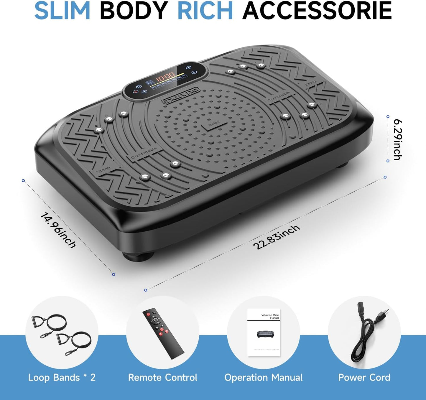 Vibrationsplatte Fitnessgerät, Vibrationsplatte 199 Einstellbare Geschwindigkeit, Vibrationsplatte Trainingsgerät Automatischer Modus P1-P7, Vibrationsplattform mit Bluetooth 450 Lbs Kapazität