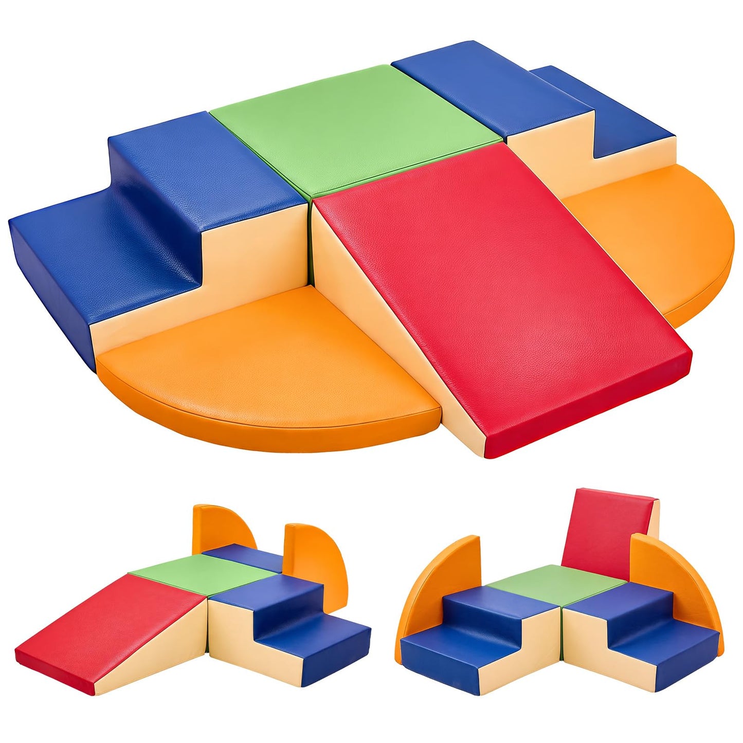 TODIBY 6-Piece Soft PU Leather Toddlers Climbing Toys, Baby Foam Climbing Blocks for Kids 3, Baby Climbing Structures Play Gym for Toddlers, Indoor Climb and Crawl Activity Play Set