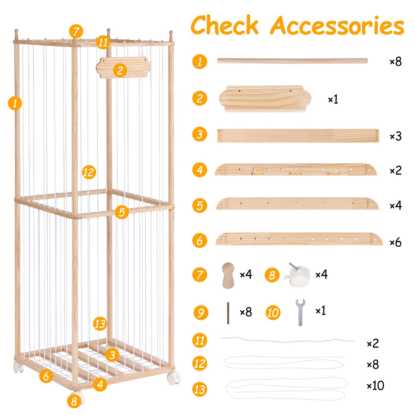 TANONE Stuffed Animal Storage - Wooden Large Organizer Holder for Playroom - Plush Zoo Animals Holder with Elastic Cords & Brake Wheel for Toddler Bedroom Toy Stuff Organization