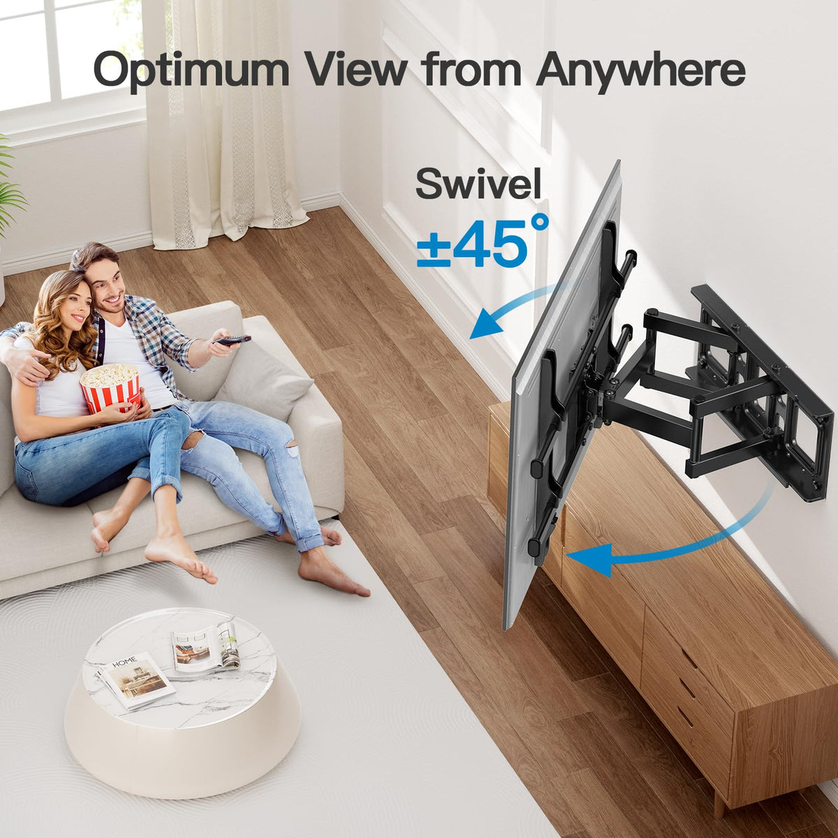 Pipishell TV Wall Mount for 26-74 inch LED LCD OLED 4K TVs up to 99lbs, Full Motion TV Mount Bracket Articulating Swivel Extension Tilting Leveling Max VESA 400x400mm, Fits 12/16 Inch Wood Studs