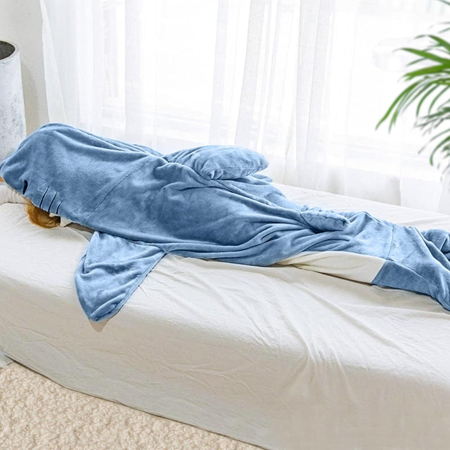 Shark-Decke-Hoodie-Onesie für Erwachsene und Kinder, kuscheliger Flanell-Kostüm-Schlafsack