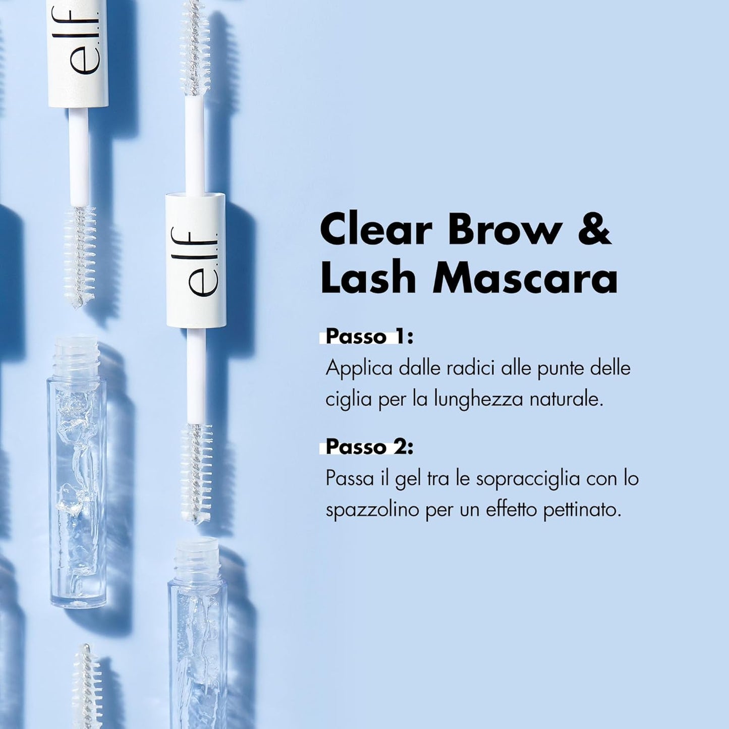 e.l.f. Transparentes Augenbrauen- & Wimpern-Mascara | Doppelseitiges, transparentes Gel | Pflegende Formel für gesunde Wimpern | 0,08 fl. oz. (2,5 ml)