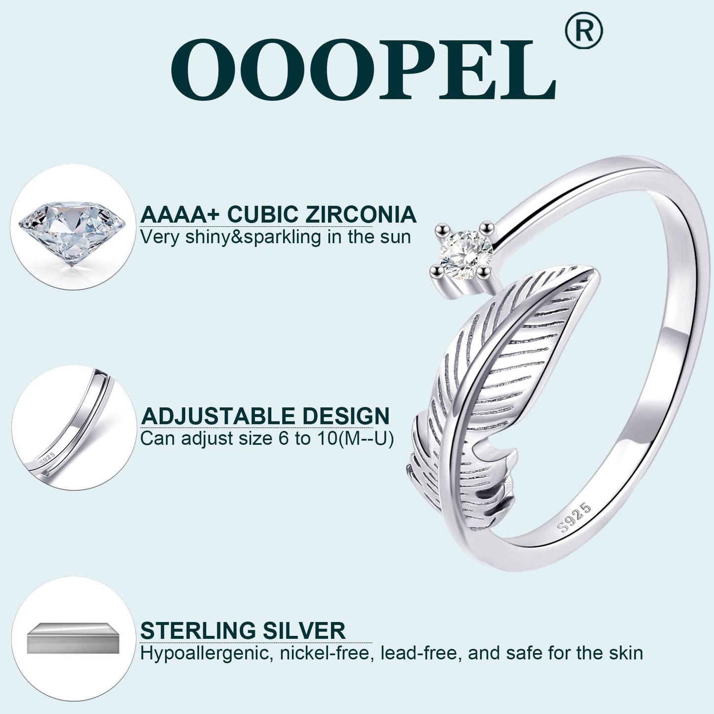 OOOPEL Sterlingsilber Verstellbarer Ring S925 Silberringe für Frauen Zirkonia Twist Liebesknoten Zarter Ring Silber Minimalistischer Offener Fingerring Silber Daumen Sterlingsilberring