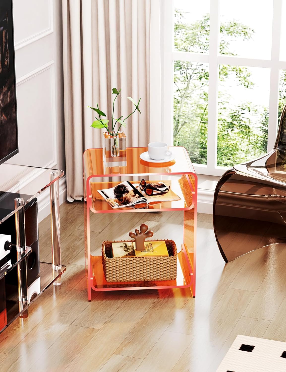 Acrylic Side Table with a Pop of Color