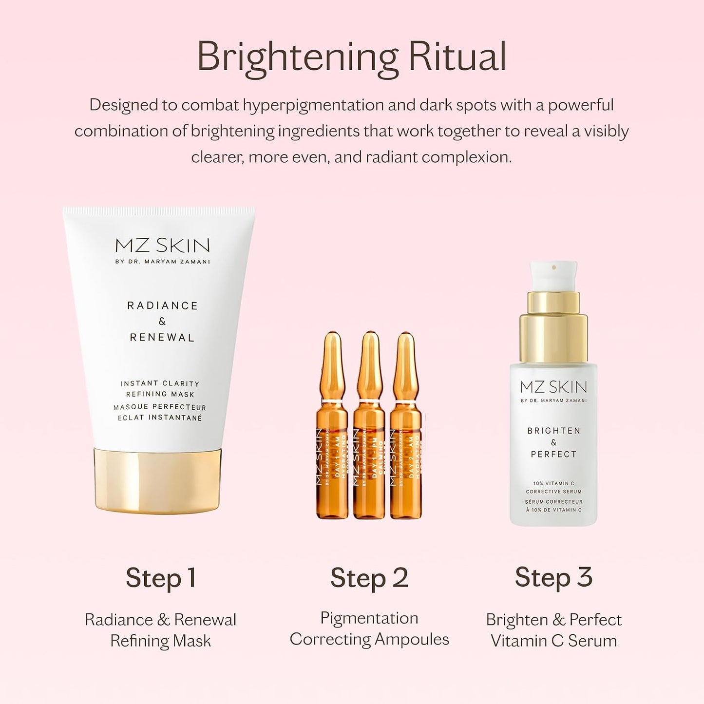 MZ SKIN Pigmentation Correcting Ampoules 0.06 fl oz x 14 | 7-Day Brightening Treatment with Tranexamic Acid & Alpha Arbutin | For Dark Spots & Uneven Skin Tone