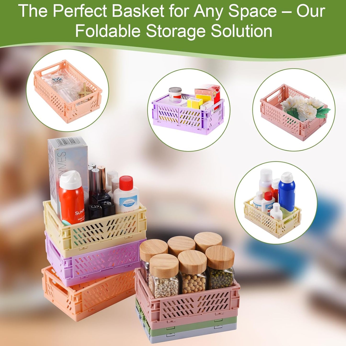 HUUSMOT 6-Pack Small Pastel Plastic Storage Baskets: A Colorful Solution for Clutter-Free Spaces