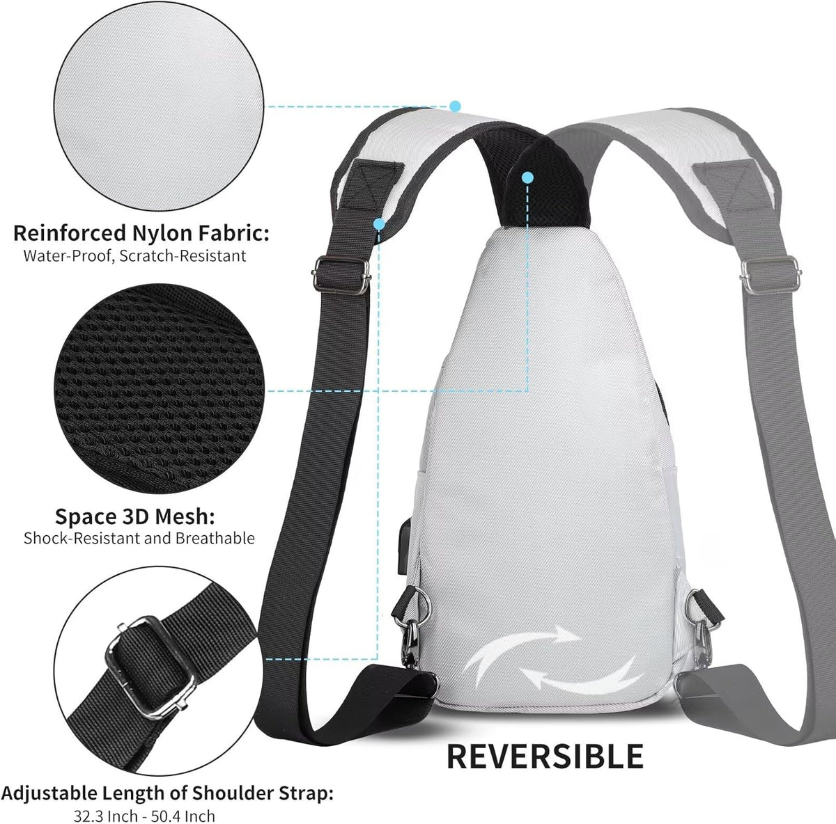 AMJ Sling Bag for Hiking and Outdoor, Crossbody Shoulder Backpack, Travel Chest Bag Daypack for Men & Women