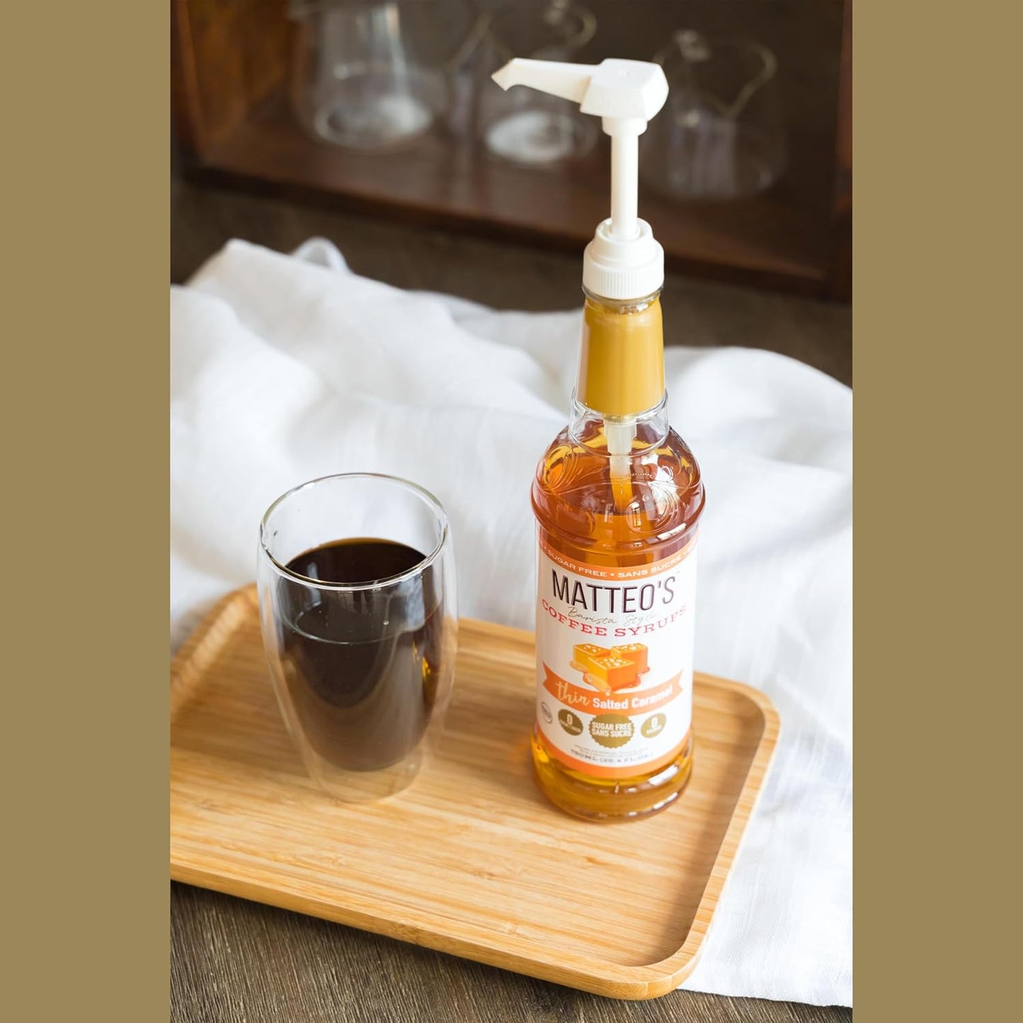 Matteo's Kaffeesirup-Pumpenspender, Flaschenpumpen für Sirup, Skinny Sirup-Pumpe für 750ml Flaschen – Perfekter Sirupspender und Getränkepumpe für die Kaffeebar (1er-Pack)