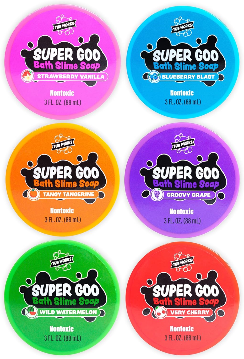Tub Works™ Cosmic Bath Slime™ Kinderseife Badespielzeug, 6er-Pack | Dehnbare, matschige Schleimseife für Kinderbad | Frische,, fruchtige Düfte | Ungiftig | Sensorisches Spielzeug für Kinder & Kleinkinder