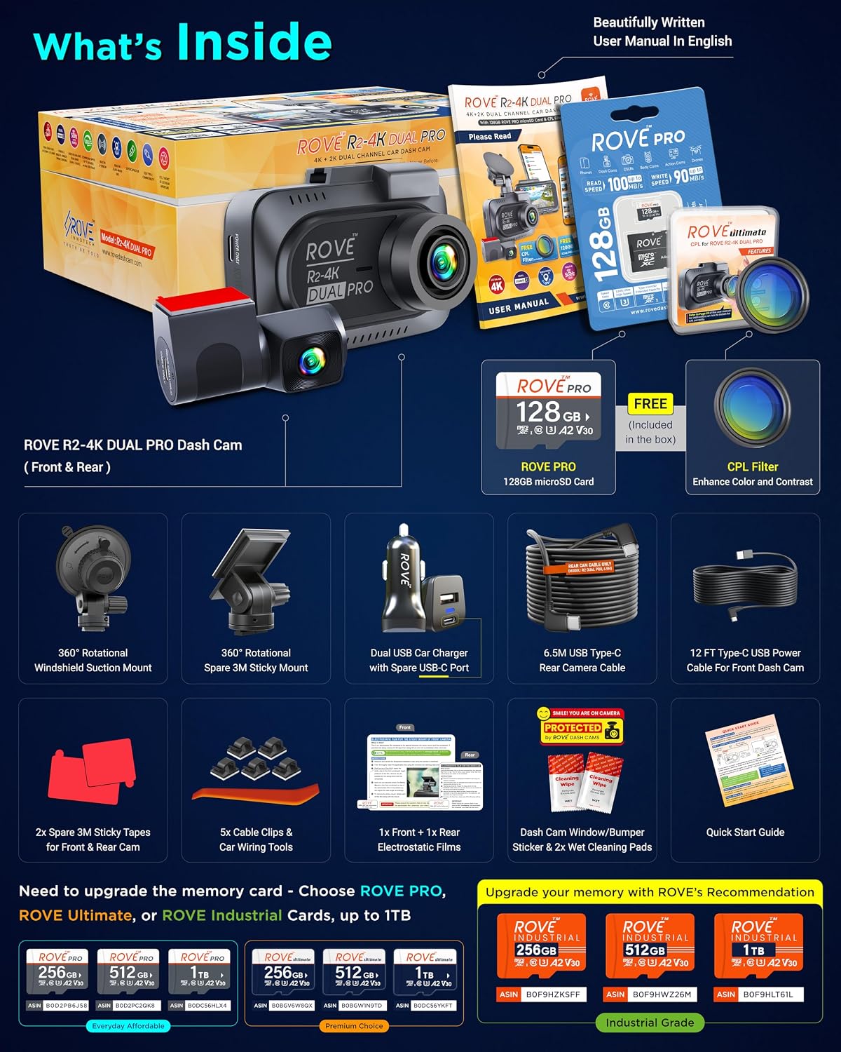 ROVE R2-4K Dual PRO Dash Cam: Crystal-Clear Footage and Advanced Features