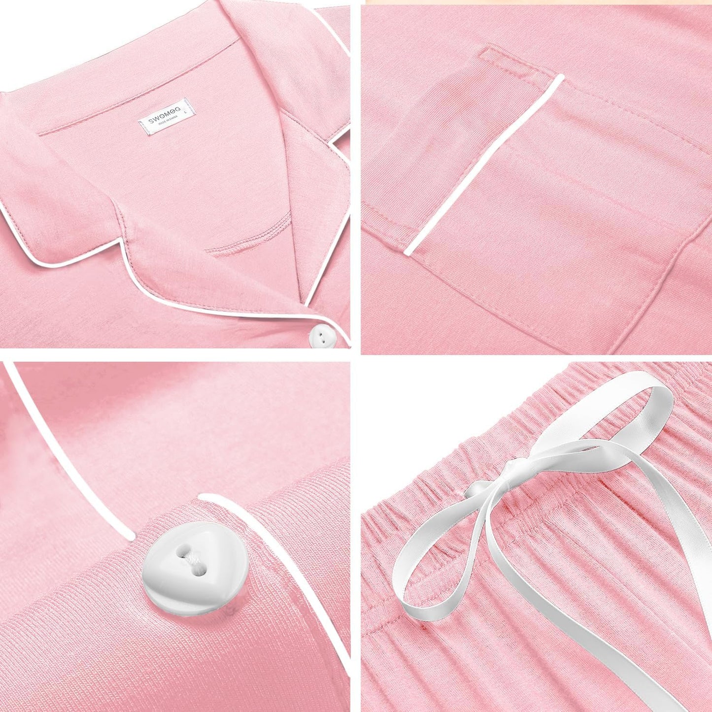 Soft and Comfortable Pajamas for Women - SWOMOG Button Down Sleepwear