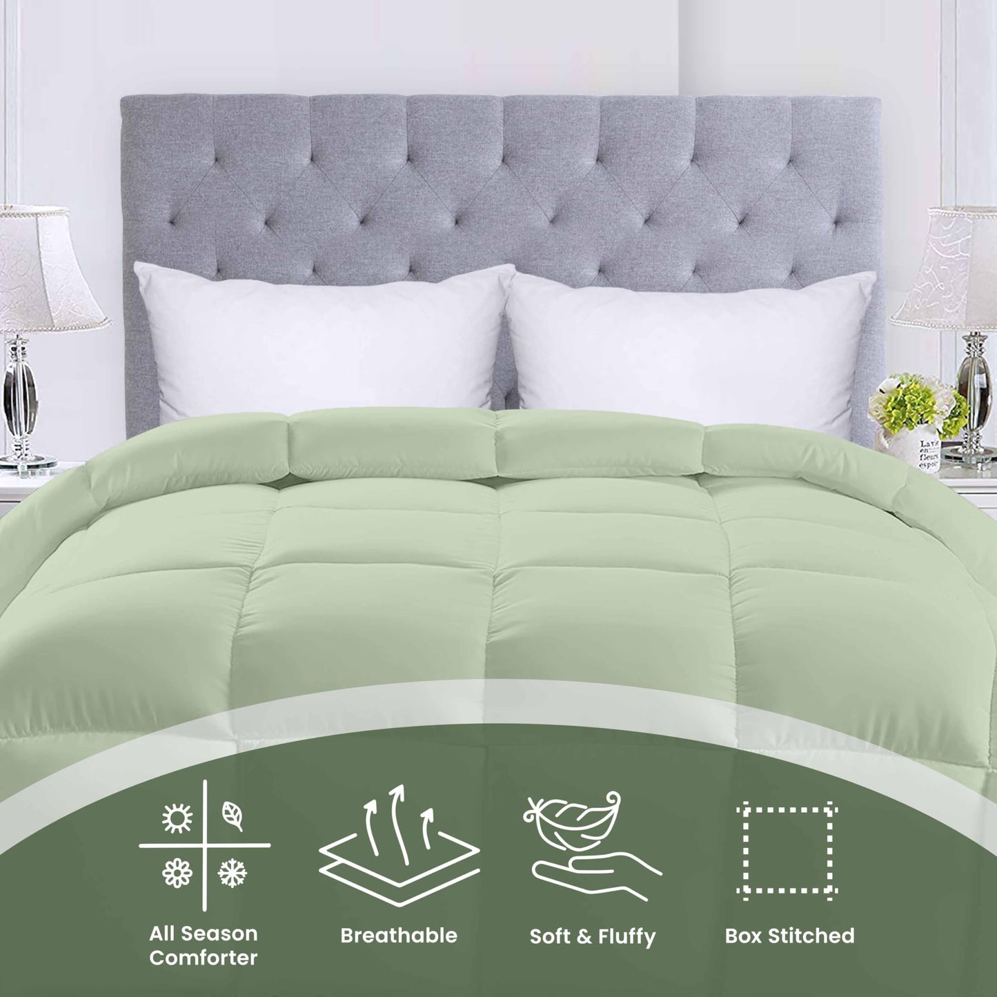 Utopia Bedding Steppbetten Queen-Größe, Ganzjahres-Bettdeckeneinlage, Daunenalternative Box-gesteppte Bettdecke mit Ecklaschen, Maschinenwaschbar (Weiß)