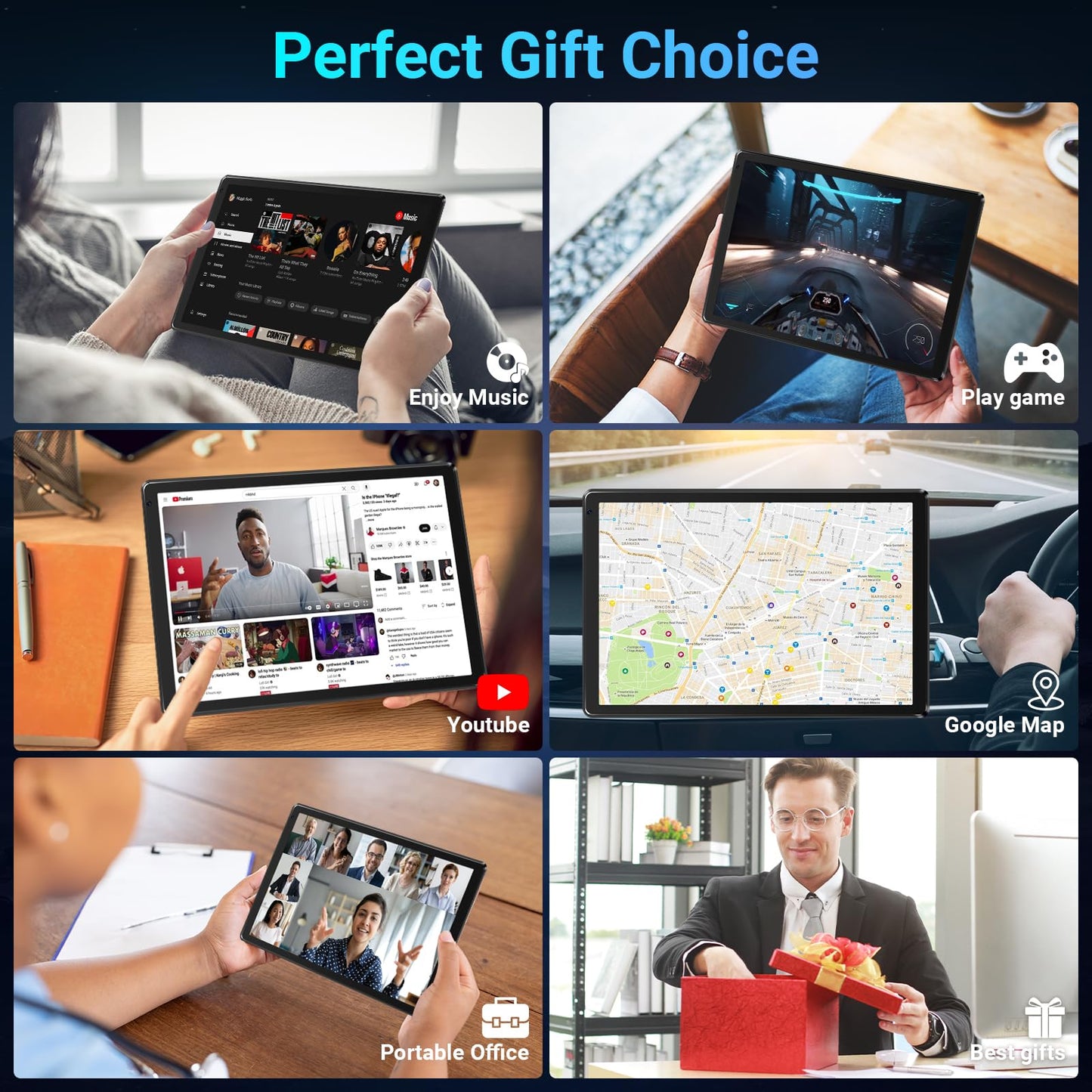 Tablet 10.1" Android Tablet, Octa-Core Processor, 10GB RAM+128GB ROM 1TB Expandable, Widevine L1 1280x800 IPS HD Touchscreen, 5MP+8MP Dual Camera Face Unlock, 5000mAh Battery WiFi 6 BT5.3,Gray