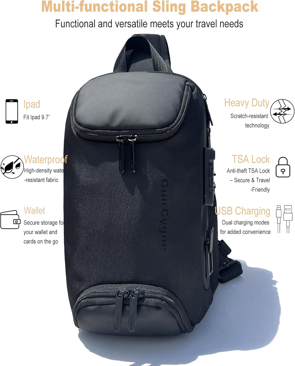 Geburtstagsgeschenke für Männer - Sling Bag für Herren, Sling Rucksack für Vater Freund, Umhängetasche für Ihn