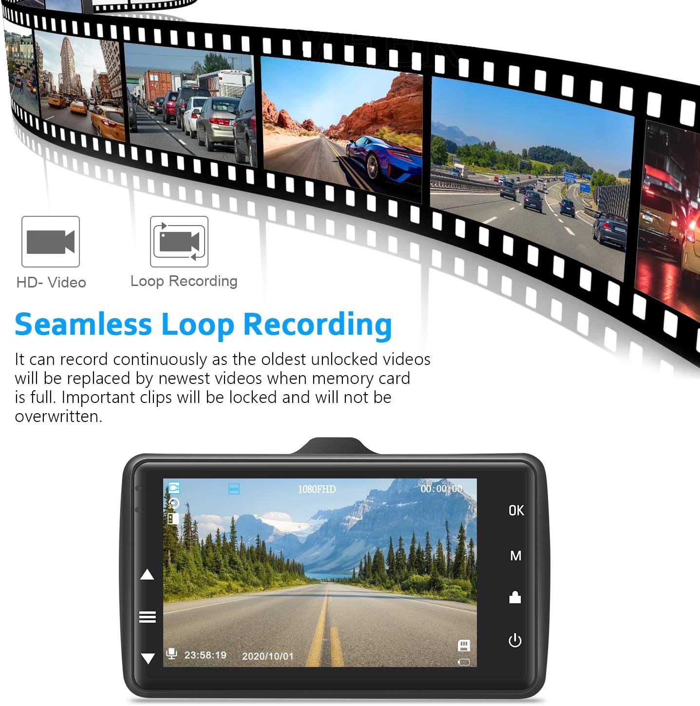 Dash Cam Front with 32G SD Card, BOOGIIO 1080P FHD Car Driving Recorder