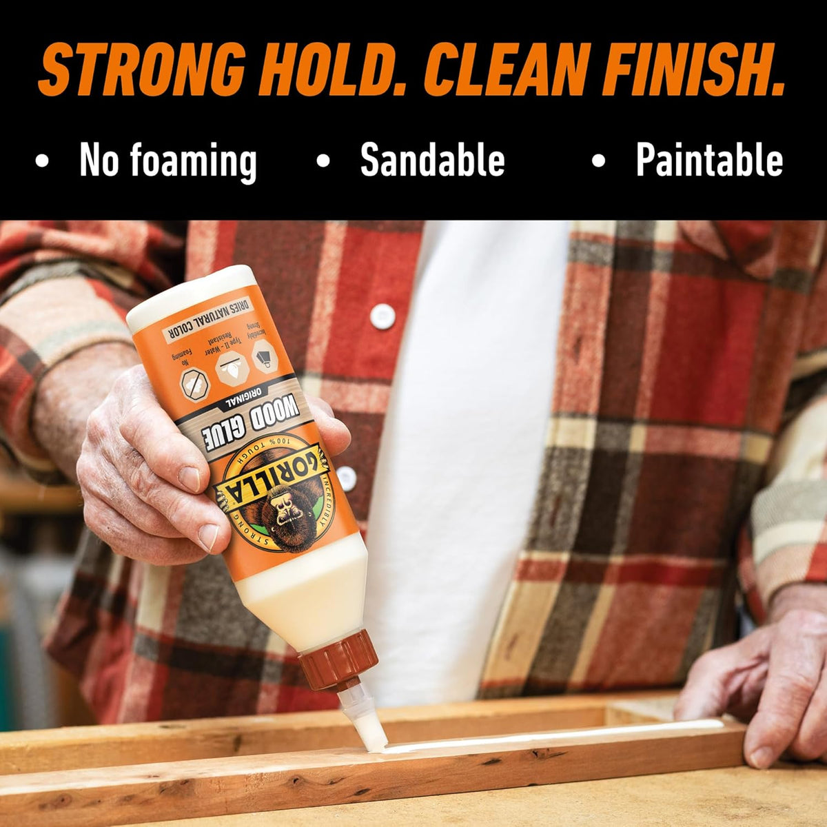 Gorilla Glue Wood Glue, Indoor & Outdoor Carpentry Projects, Paintable, Sandable, Moisture Resistant, Clamping, Natural Color, 4oz/118mL (Pack of 1), 6212001