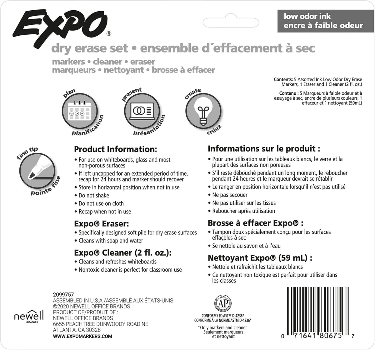 EXPO Dry Erase Markers Kit, Chisel Tip, Assorted Colours, Eraser, Spray Cleaner, 6 Count