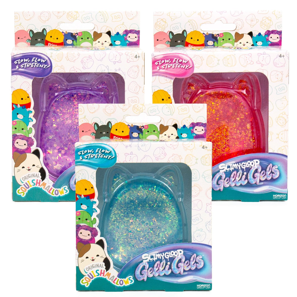 Original Squishmallows™ SLIMYGLOOP Blue Gelli Gels™, Slow Rising Sensory Squeeze Toy with Glitter, Gel Filled Fidget Toys