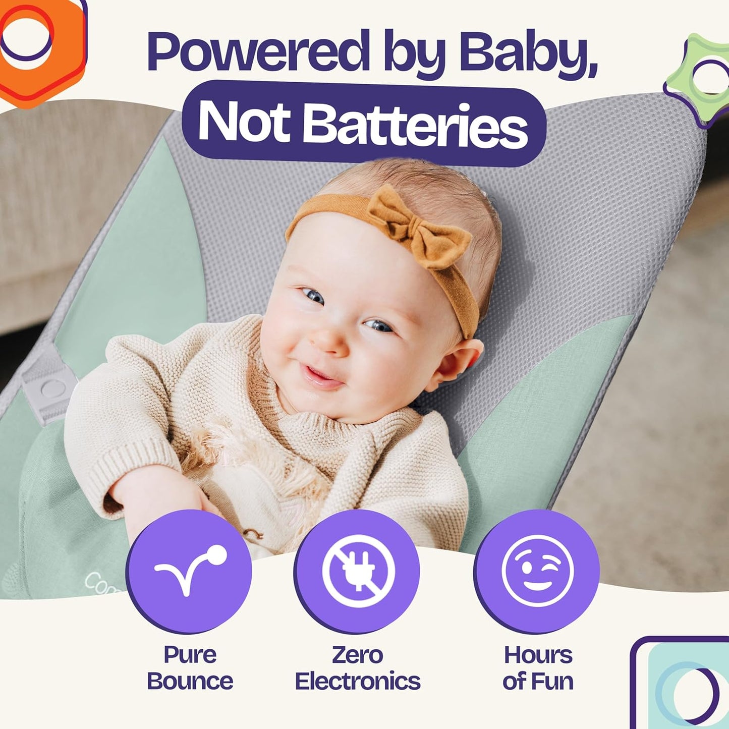 ComfyBumpy Ergonomische Babywippe – Inklusive Reise-Tragetasche – Sichere, tragbare Wippe mit verstellbarer Höhe – Babywippe, perfekt für Neugeborene (Grau)
