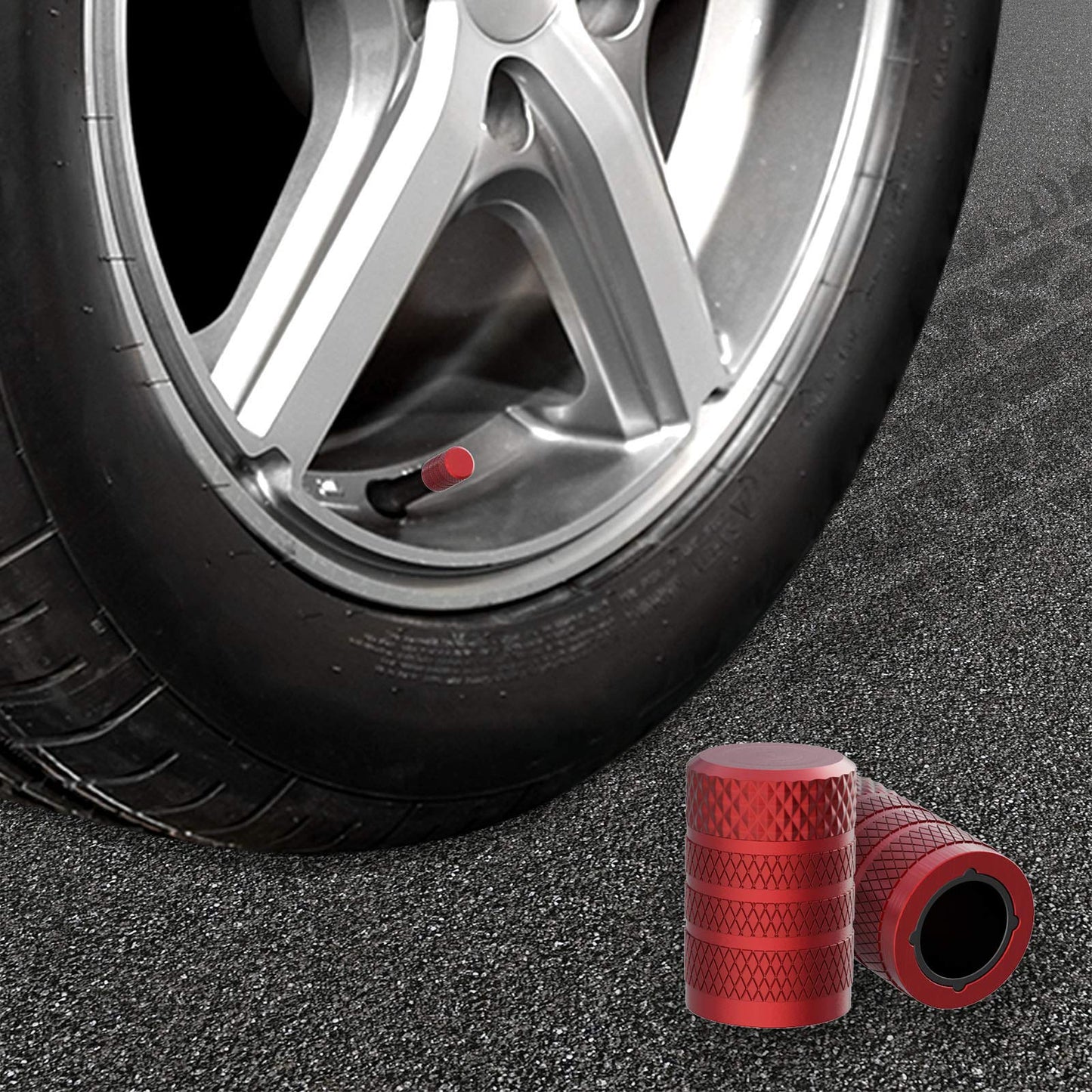 CKAuto Tire Valve Stem Caps, Black, 4 pcs/Pack, Anodized Aluminum Tire Valve Cap Set, Corrosion Resistant, Universal Stem Covers for Cars Trucks Motorcycles SUVs and Bikes