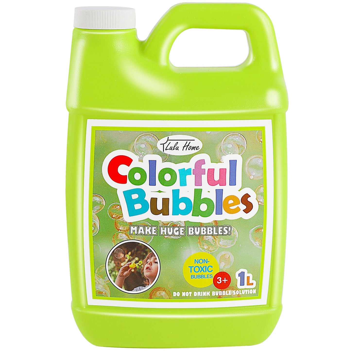 Lulu Home 33.8 OZ/1 L Concentrated Bubble Solution, Refill for Bubble Machines, Giant Wands, and Blowers - Up to 2.5 Gallons for Kids' Birthday Parties