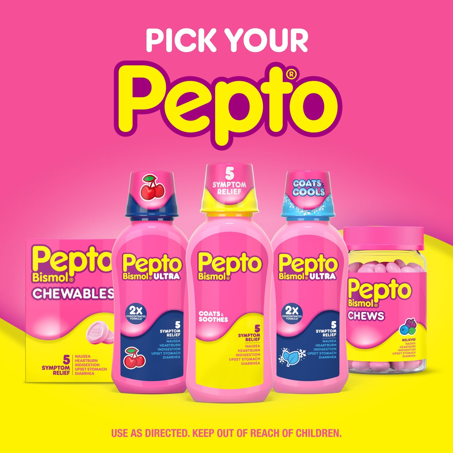 Pepto Bismol Chews, Upset Stomach, Nausea, Heartburn, Indigestion Relief, Anti Diarrhea Medication for Adults - 5 Symptom Fast Relief, 72 Chewable Tablets 24 Count (Pack of 12)