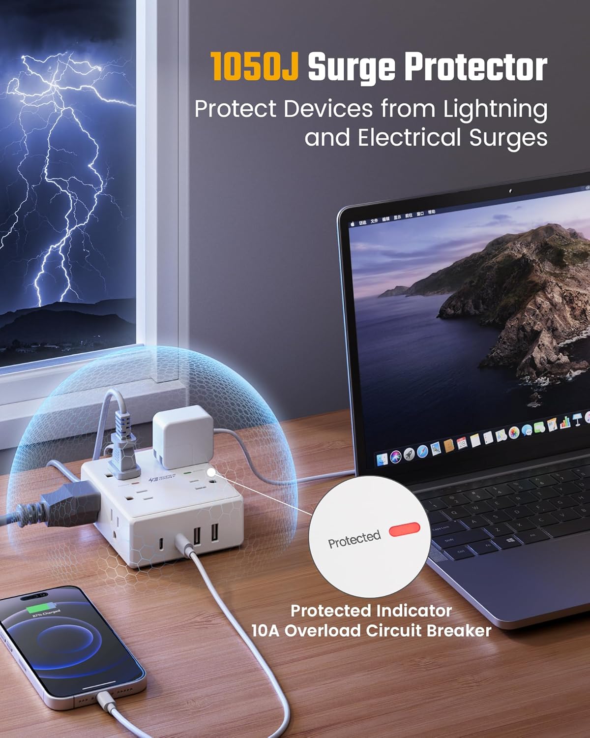 10Ft Extension Cord with Multiple Outlets: A Game-Changer for Home Offices and Dorm Rooms