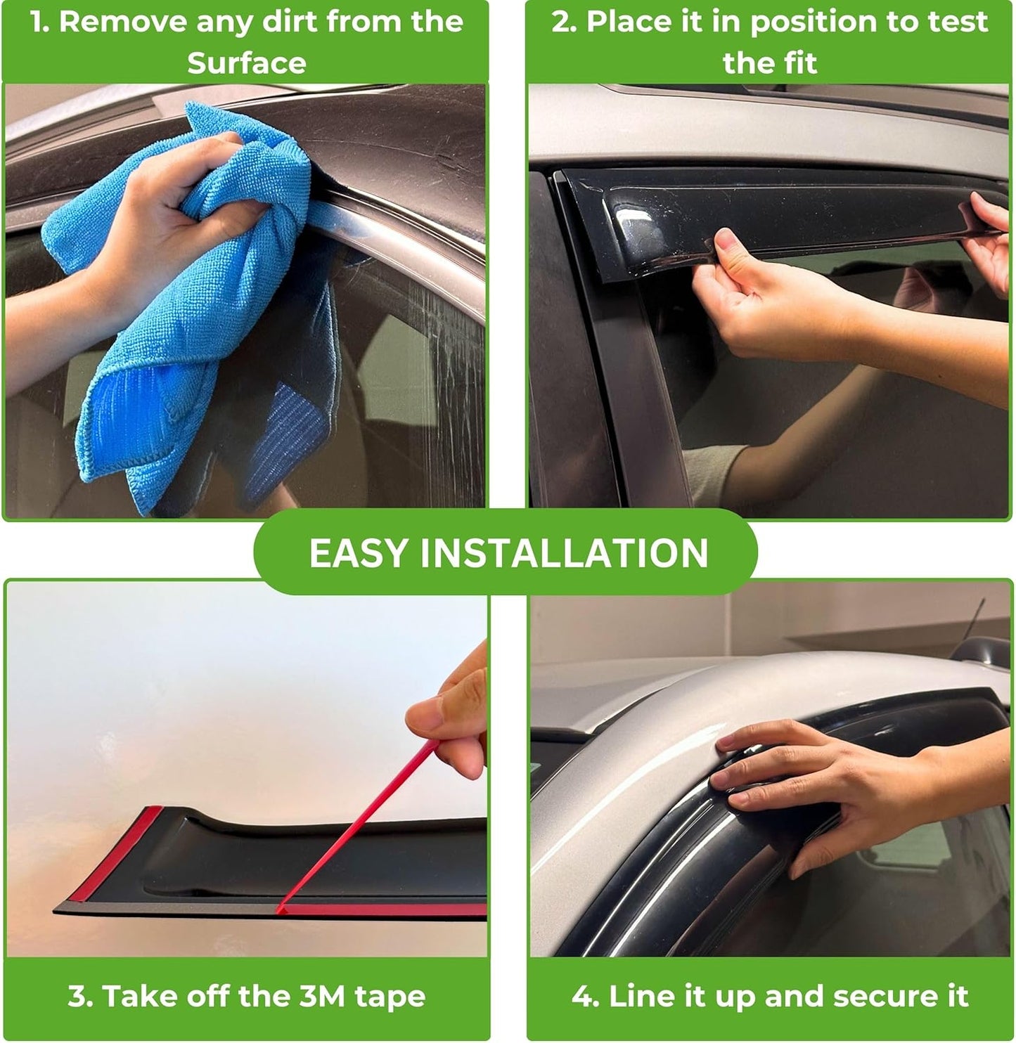 IG Seitenwindabweiser passend für 2012-2018 Ford Focus, Out-Channel Regenabweiser Lüftung Windabweiser 4-teilig, Autozubehör für 12-18 Focus