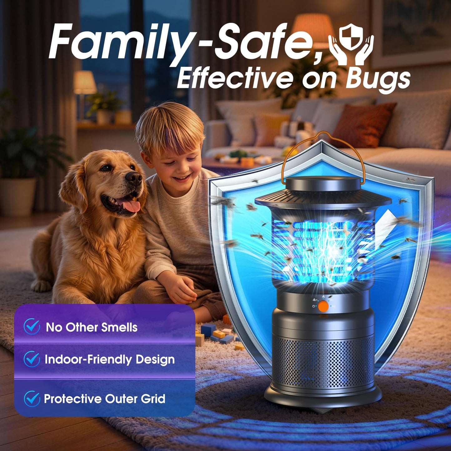 Bug Zapper Outdoor, 2-in-1 Mosquito Zapper with Attraction Light & Airflow Trap, 12H Long-Lasting Rechargeable Cordless Fly Zapper, Auto ON/Off, IPX5 Waterproof or Patio, Camping, Garage