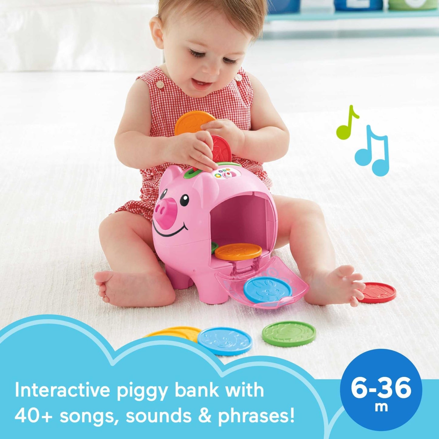 Fisher-Price Babyspielzeug Lach & Lern Sparschwein mit intelligenten Lernstufen und Lernliedern & Sätzen für Babys ab 6 Monaten (Exklusiv bei Amazon)