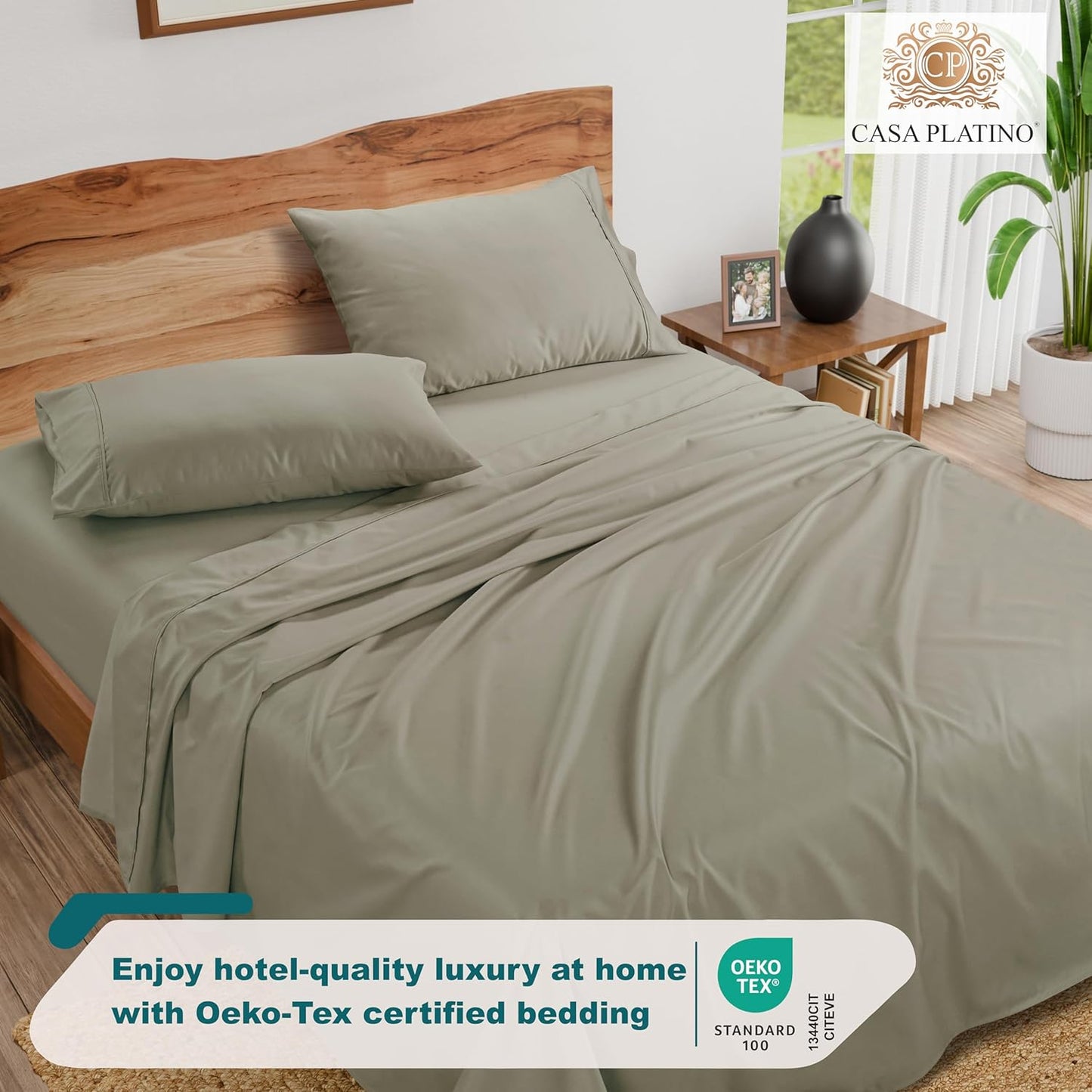 1000 Thread Count Queen Size Bed Sheet Set - Silver, Sateen Weave Luxury Deep Pocket Sheets