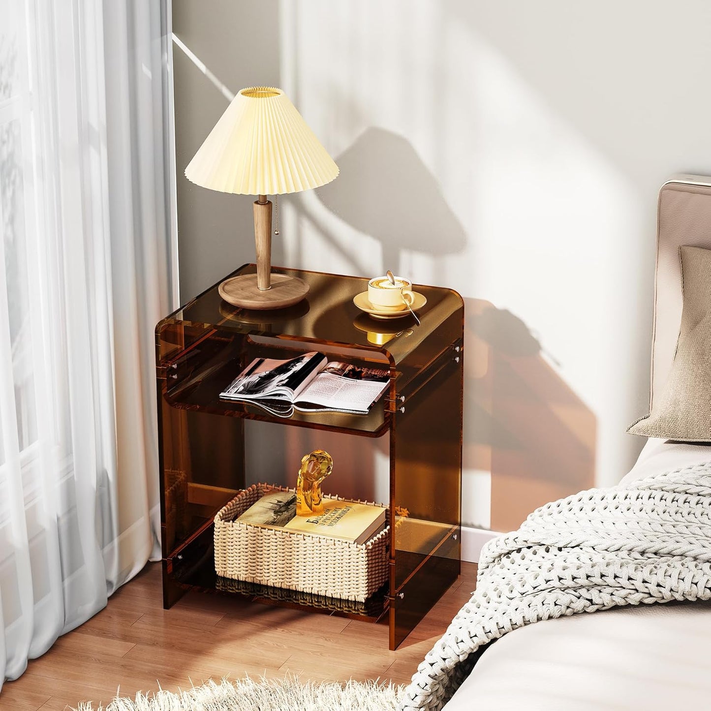 Acrylic Side Table with Storage Shelf - A Perfect Blend of Elegance and Practicality