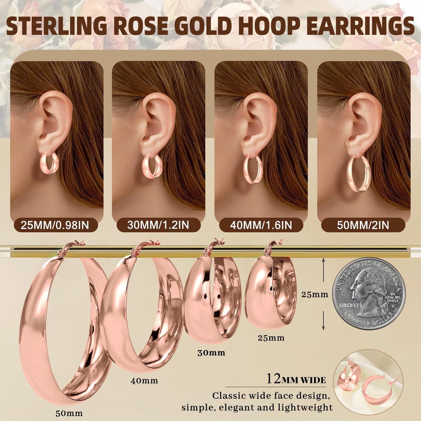 Senteria Dicke, klobige, vergoldete Creolen für Frauen, hypoallergene, 14K vergoldete Creolen, leichte, große goldene Creolen für Frauen, 30 MM