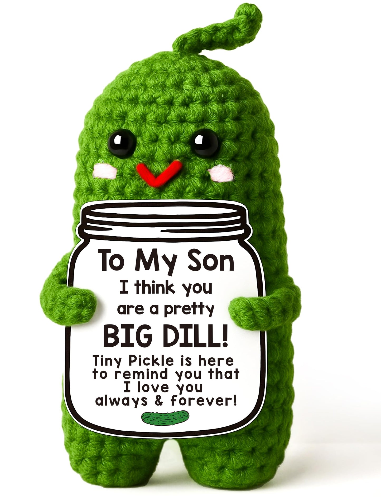 MAMAGIFTREE Fathers Day Dad Birthday Gifts from Daughter or Son,Handmade Crochet Pickle -I Love Best Daddy Ever Gift Thank You Daddy Funny Emotional Care Desk Decor