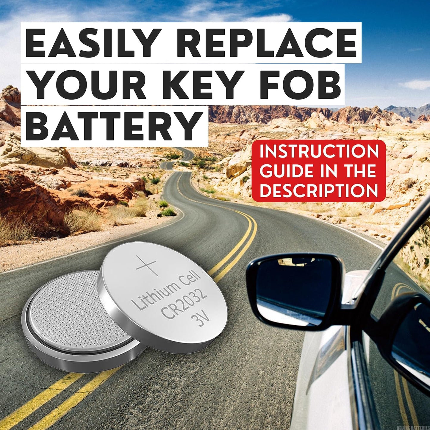 Schlüsselfernbedienung Ersatzbatterien für Jeep Dodge Ram Chrysler (Cherokee Caravan Town & Country Charger Compass Durango Challenger Journey Renegade Pacifica Patriot) Remote Fobik (2er-Pack) (Fit Guide prüfen)