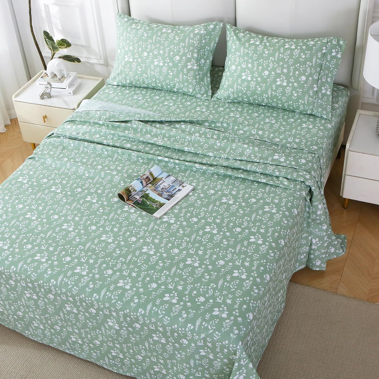 Viviland Sage Green Queen Sheet Set - Soft, Breathable, and Stylish Bedding