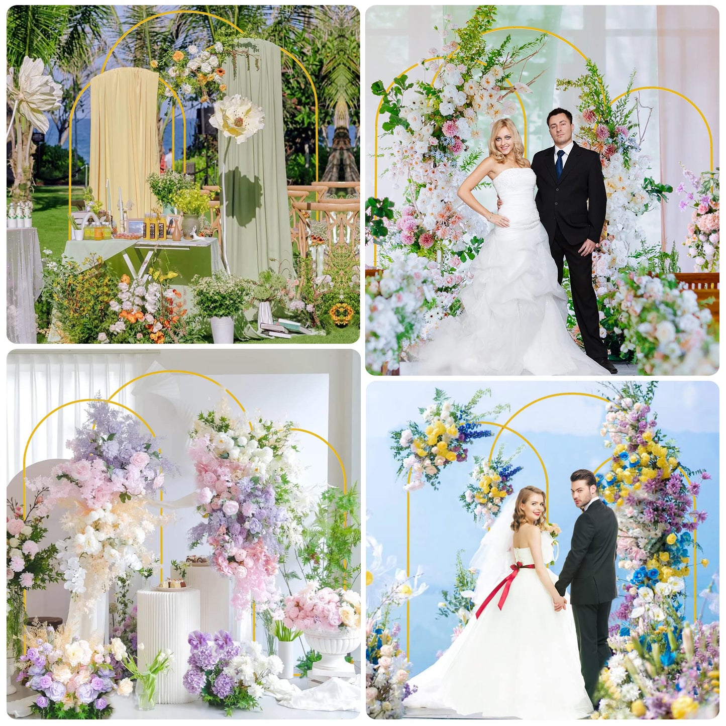 Fomcet Wedding Arch Backdrop Stand Set of 3 White Metal Arched Backdrop Stand 7.2FT & 6.6FT & 6FT Balloon Arch Frame for Wedding Ceremony Birthday Party Baby Shower Anniversary Decoration