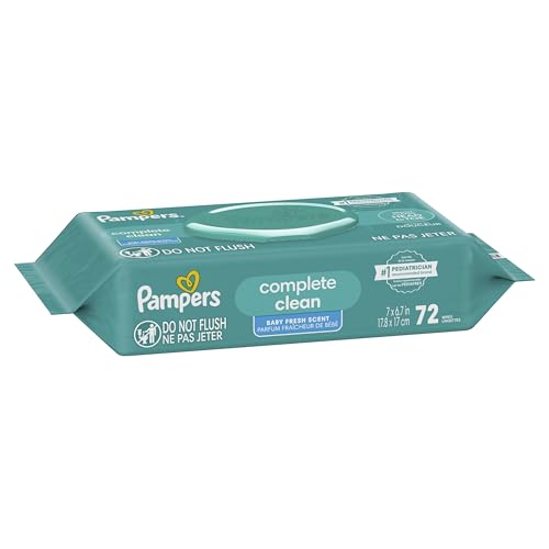Pampers Baby-Feuchttücher, Complete Clean, Baby Fresh Duft, reinigt sanft von Kopf bis Fuß, 216 Stück (3 Packungen mit wiederverschließbarem Deckel)