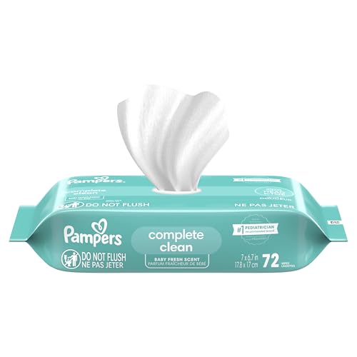 Pampers Baby-Feuchttücher, Complete Clean, Baby Fresh Duft, reinigt sanft von Kopf bis Fuß, 216 Stück (3 Packungen mit wiederverschließbarem Deckel)