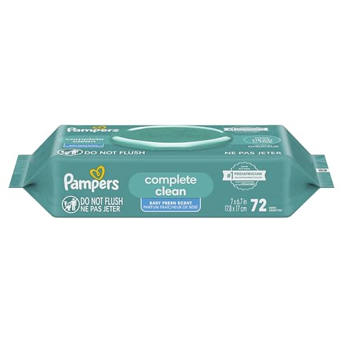 Pampers Baby-Feuchttücher, Complete Clean, Baby Fresh Duft, reinigt sanft von Kopf bis Fuß, 216 Stück (3 Packungen mit wiederverschließbarem Deckel)
