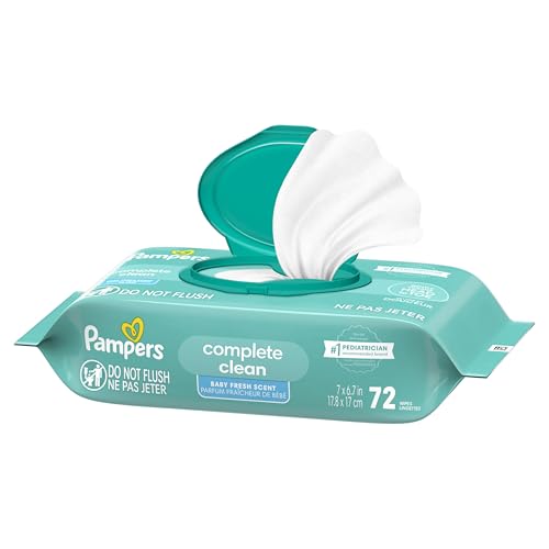Pampers Baby-Feuchttücher, Complete Clean, Baby Fresh Duft, reinigt sanft von Kopf bis Fuß, 216 Stück (3 Packungen mit wiederverschließbarem Deckel)