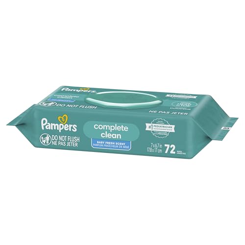 Pampers Baby-Feuchttücher, Complete Clean, Baby Fresh Duft, reinigt sanft von Kopf bis Fuß, 216 Stück (3 Packungen mit wiederverschließbarem Deckel)