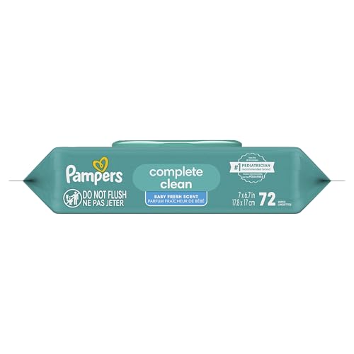Pampers Baby-Feuchttücher, Complete Clean, Baby Fresh Duft, reinigt sanft von Kopf bis Fuß, 216 Stück (3 Packungen mit wiederverschließbarem Deckel)