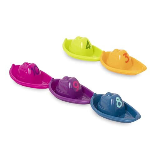 Battat – 10 Stapelboote für die Badewanne – nummerierte und stapelbare Badespielzeuge – schwimmende Spielzeuge für Badewanne, Pool,, Strand – Lernspielzeuge – 6+ Monate