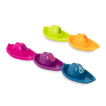 Battat – 10 Stapelboote für die Badewanne – nummerierte und stapelbare Badespielzeuge – schwimmende Spielzeuge für Badewanne, Pool,, Strand – Lernspielzeuge – 6+ Monate
