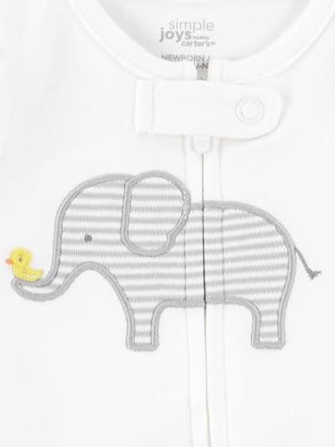 Simple Joys by Carter's Unisex Baby-Schlafoverall mit Füßen aus Baumwolle, 3er-Pack, Bär/Lama/Regenbogen, 3-6 Monate