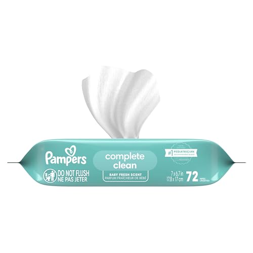 Pampers Baby-Feuchttücher, Complete Clean, Baby Fresh Duft, reinigt sanft von Kopf bis Fuß, 216 Stück (3 Packungen mit wiederverschließbarem Deckel)
