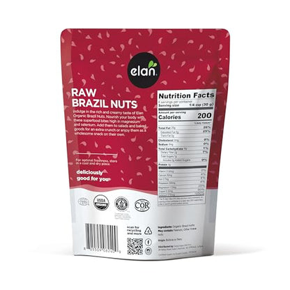 Elan Bio Paranüsse, roh, 184 g, ganze Nüsse, geschält, gentechnikfrei, vegan, glutenfrei, koscher, gesunde Snacks