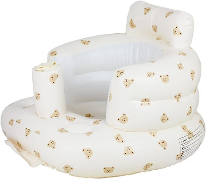 Aufblasbarer Babysitz, aufblasbarer Babystuhl für Babys ab 3 Monaten, aufblasbarer Sommerstuhl mit integrierter Luftpumpe, Baby-Bodensitz zum Sitzenlernen, Spielen, Campen, Orange